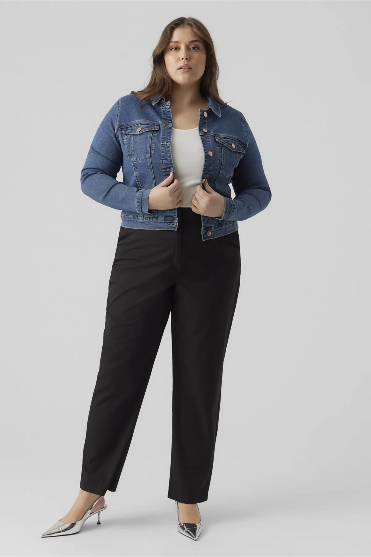Veromoda Curve  Große Größen in Jacke - Blau - Regular Fit