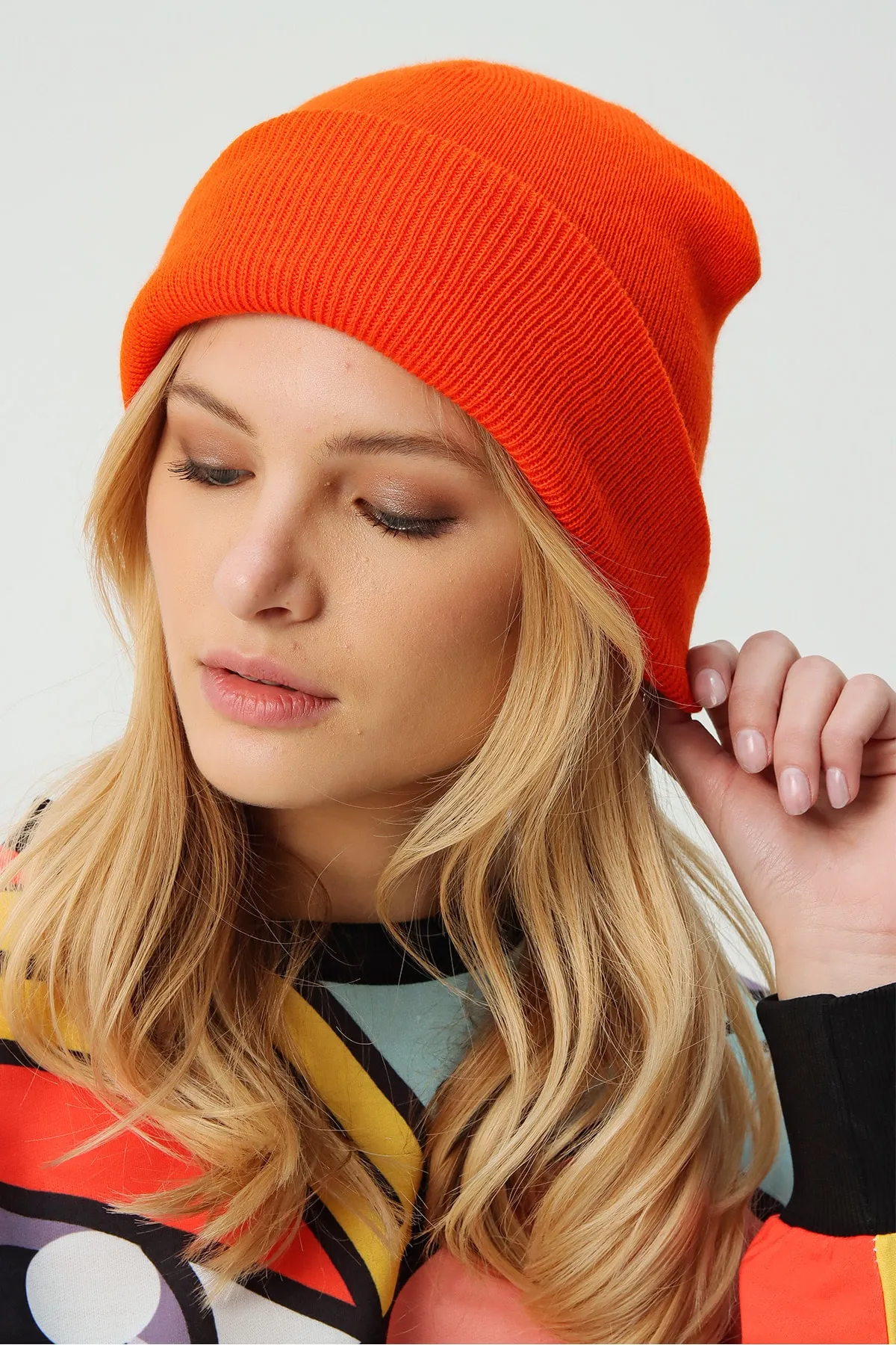 Trend Alaçatı Stili  Damen Baskenmütze Basic Dunkelorange ALC-A2035