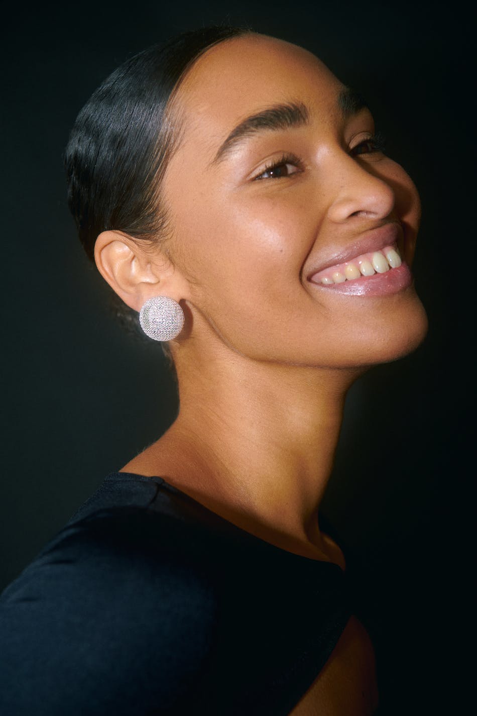 Pave silver ball earrings