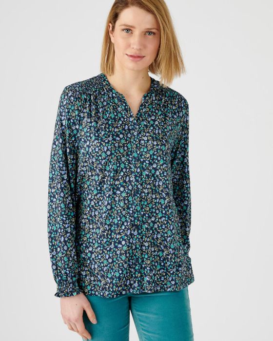 Chemisier fleuri à smocks