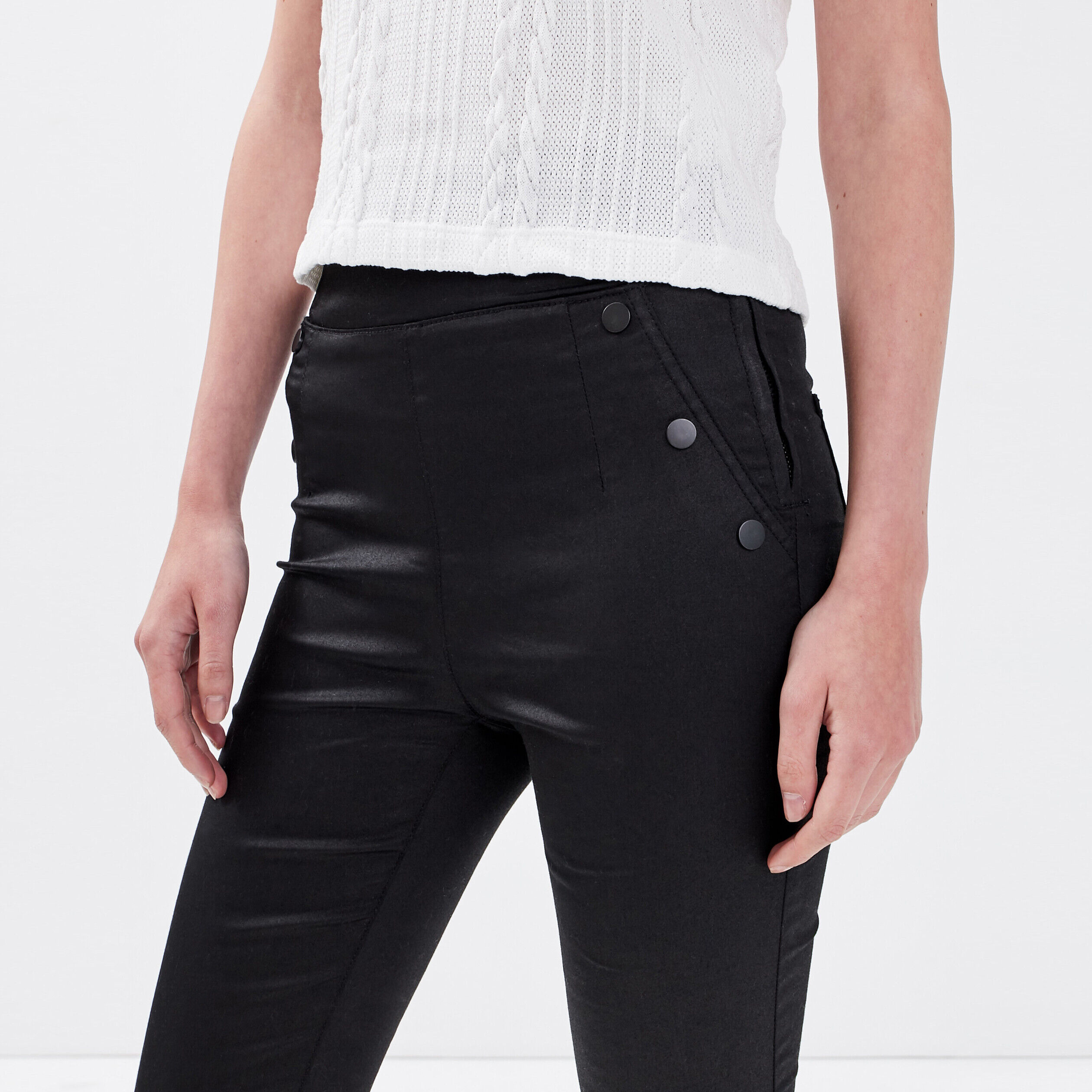 Jeans skinny enduit denim noir enduit femme | Cache Cache