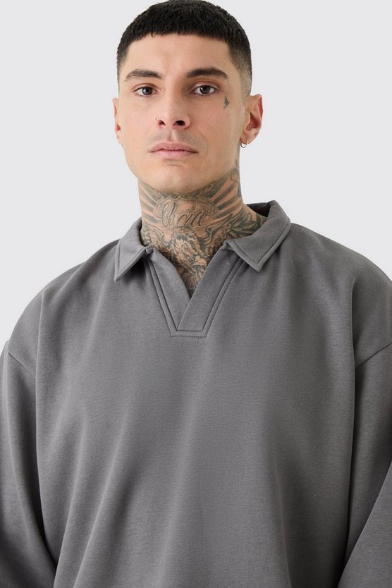 Tall Oversize Rugby Sweatshirt-Poloshirt