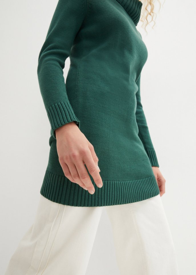 Baumwoll Longpullover mit Stehkragen