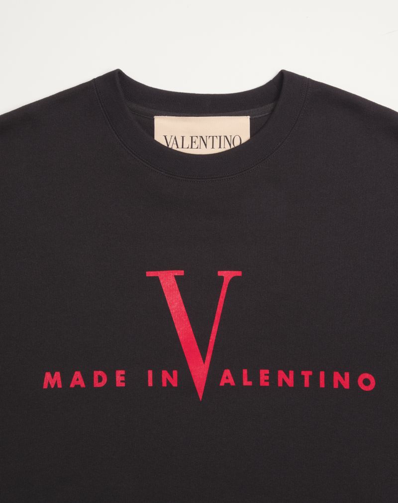 Valentino sweatshirt med rund hals og print i bomuld med Made In Valentino-print