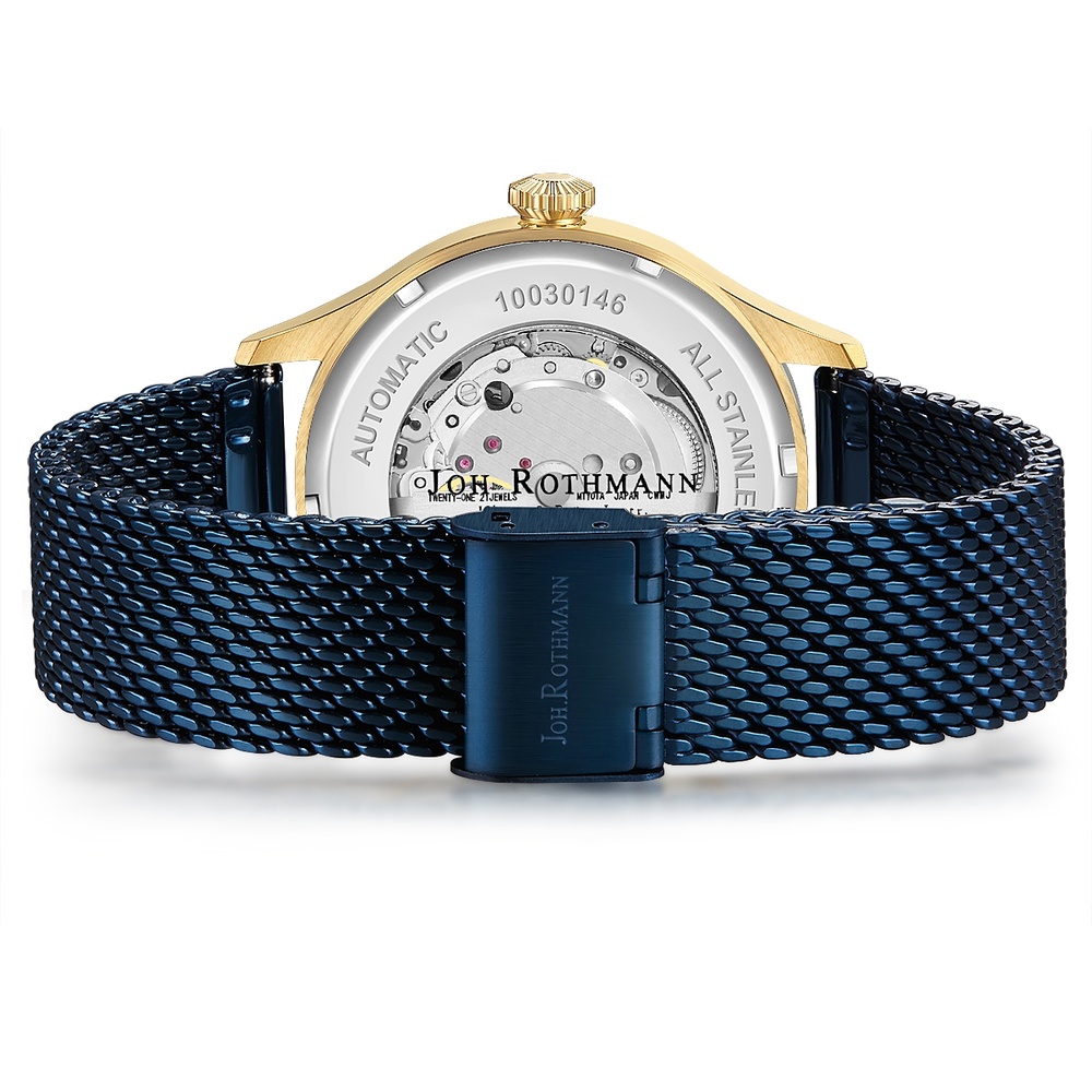 Joh. Rothmann Montre automatique Flight en Or jaune Acier inoxydable en Bleu Montre