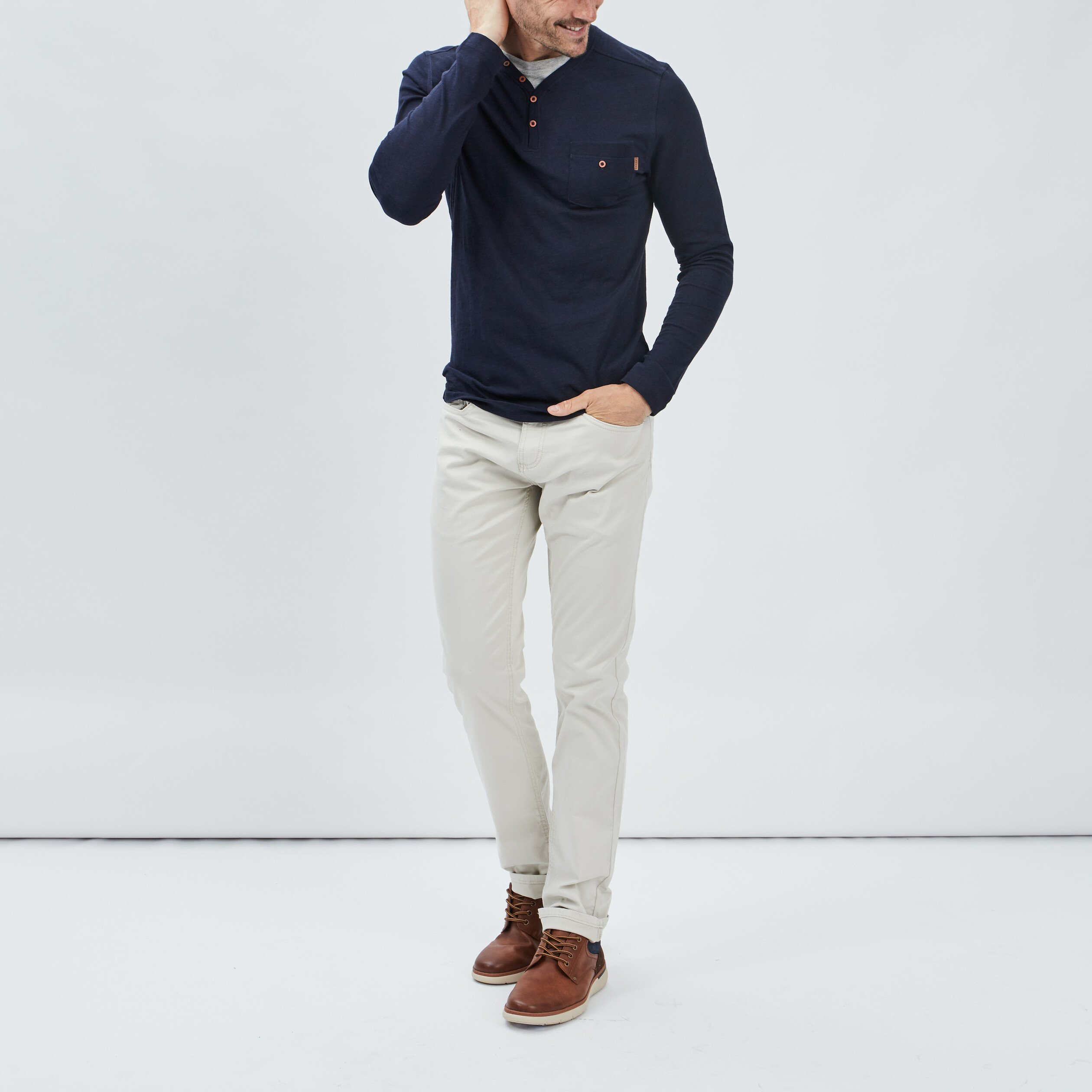 T-shirt manches longues Creeks bleu marine homme | La Halle