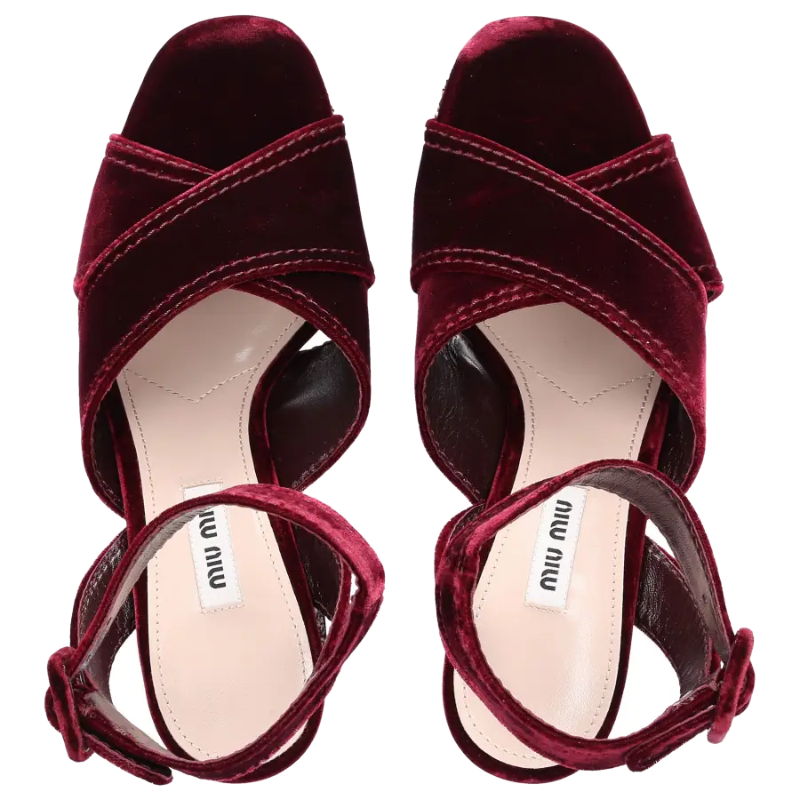 Miu Miu - Plateausandalen Samt - rot