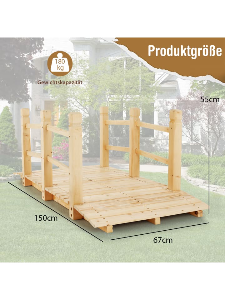 COSTWAY Holzbrücke 150x67x55 cm in Beige günstig kaufen onesize