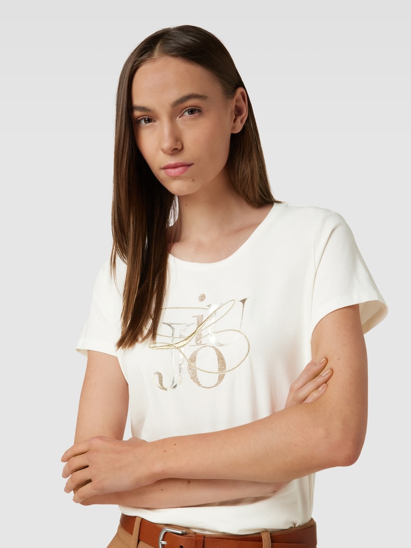 T-Shirt mit Ziersteinbesatz in weiss