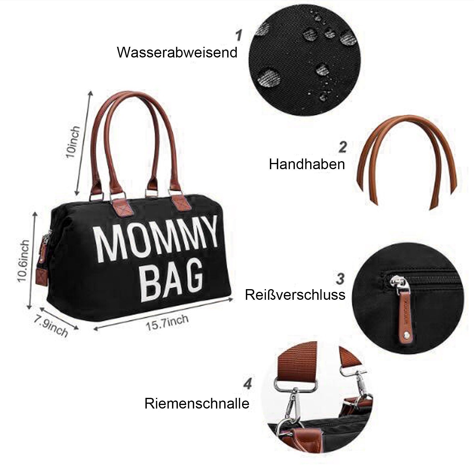 WISHDOR Wickeltasche Krankenhaus Mama Tasche Krankenhaustaschen Mommy Bag Wickelunterlage (Mit 2 Tasche, Baby-Wickeltasche, mit Griff), Multifunktional Reisetasche für Mama Papa und Jungen Mädchen
