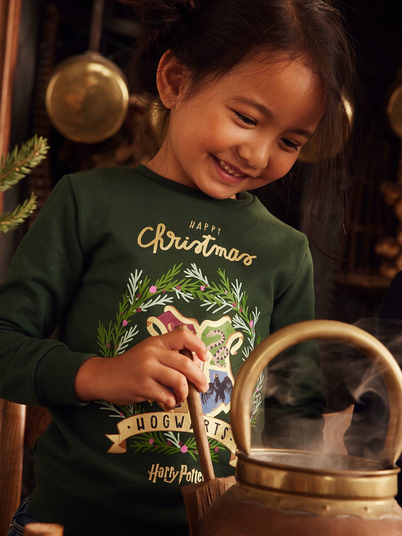 Sweat fille noël Harry Potter® vert sapin