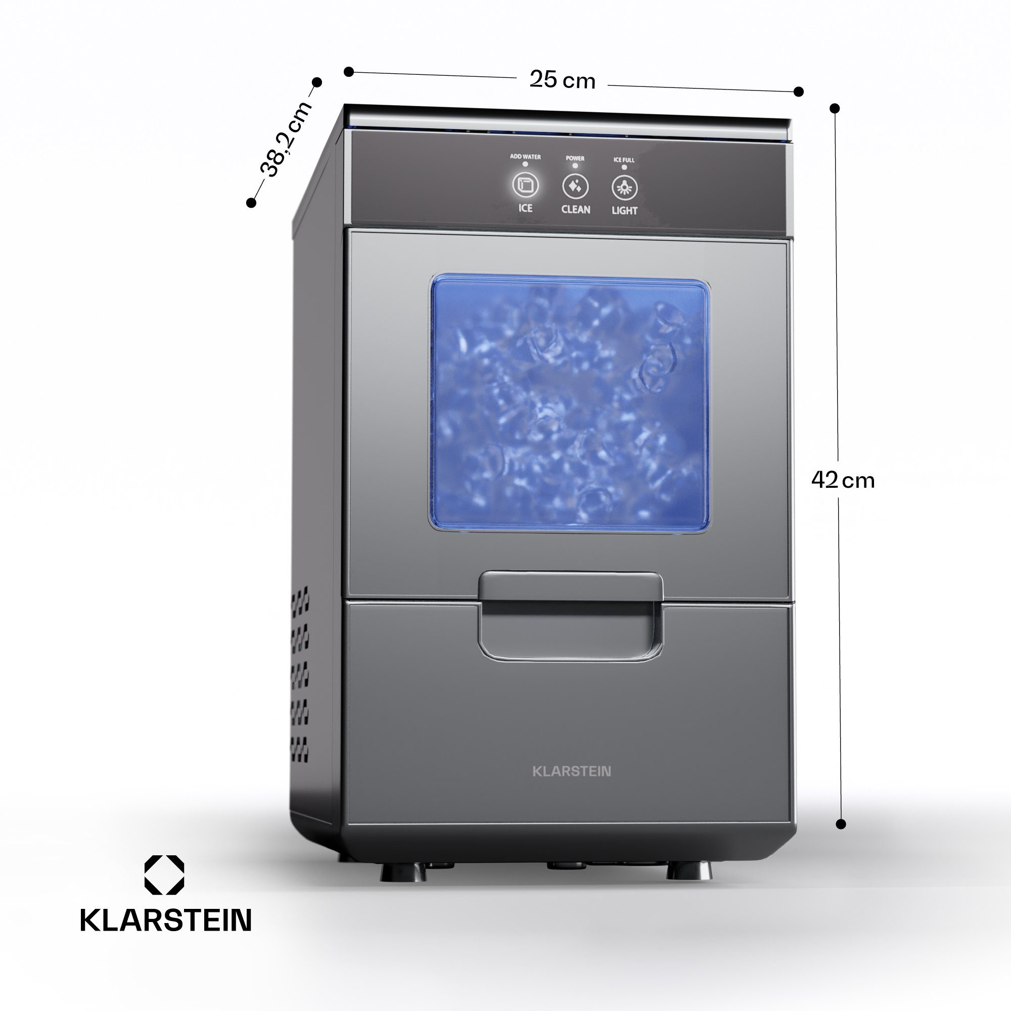 Klarstein Eiswürfelmaschine Ice Galet, Elektrischer Eiswürfelbereiter Eismachinen Wassertank 2,2 L