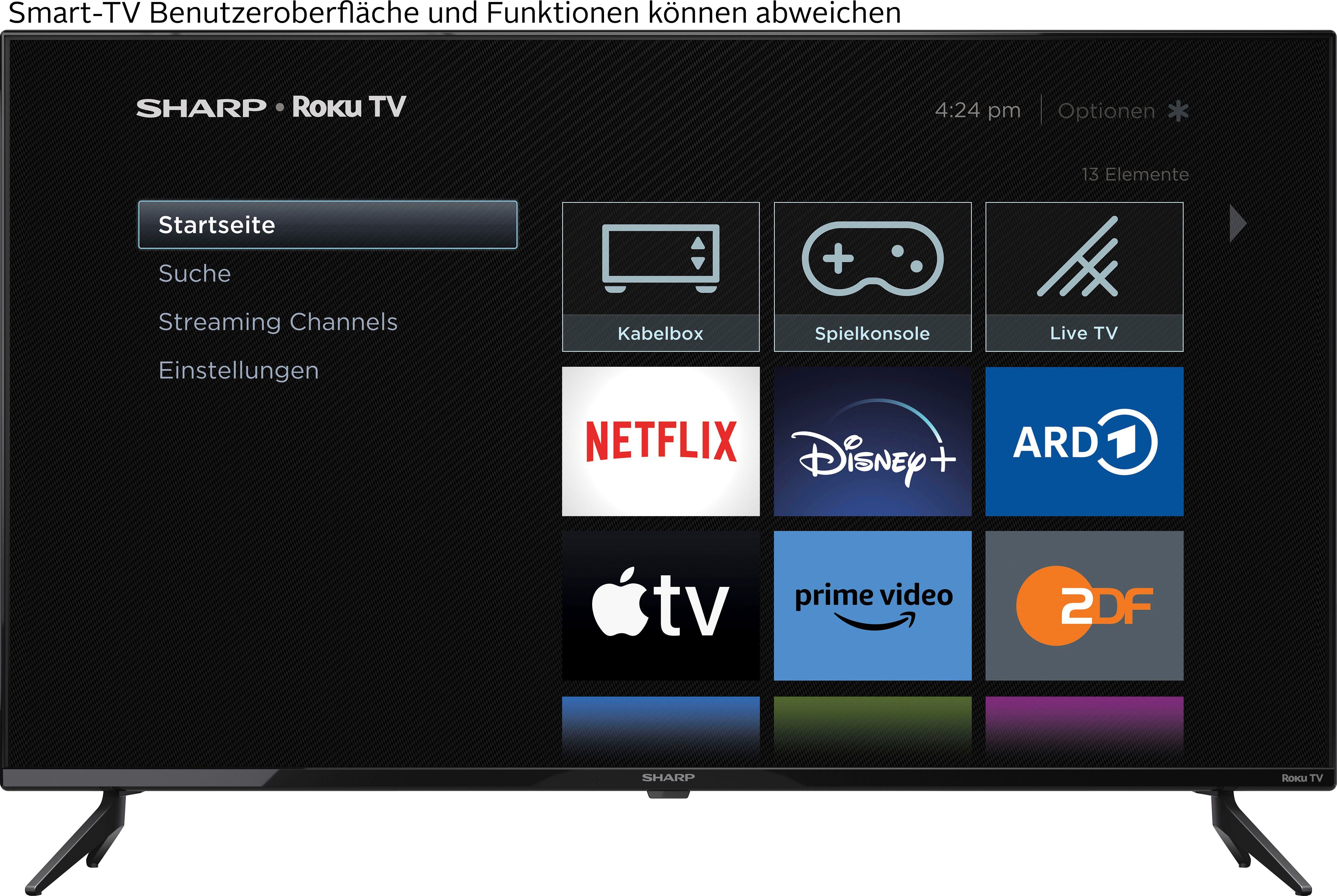Sharp 2T-C40FDx LED-Fernseher (100 cm/40 Zoll, Full HD, Smart-TV, Roku TV nur in Deutschland verfügbar, Rahmenlos, HDR10, Dolby Digital)