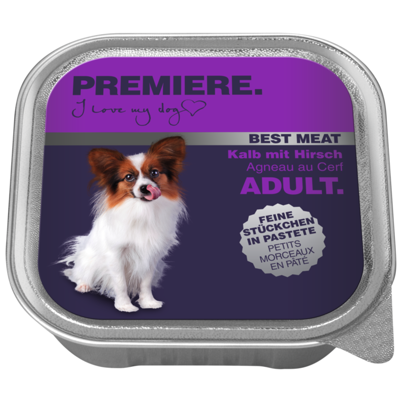 PREMIERE Hundenassfutter PREMIERE Best Meat Adult Kalb mit Hirsch 64x100 g