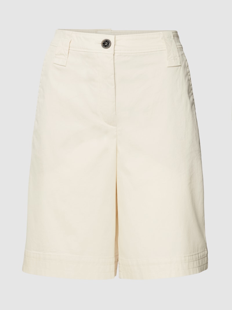 High Waist Bermudas mit Label-Print in offwhite