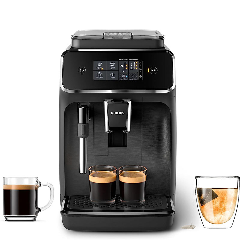PHILIPS 2200 Series Fully Automatic Espresso Machine - Classic Milk Frother, 2 Coffee Varieties, Intuitive Touch Display, Black, (EP2220/14)