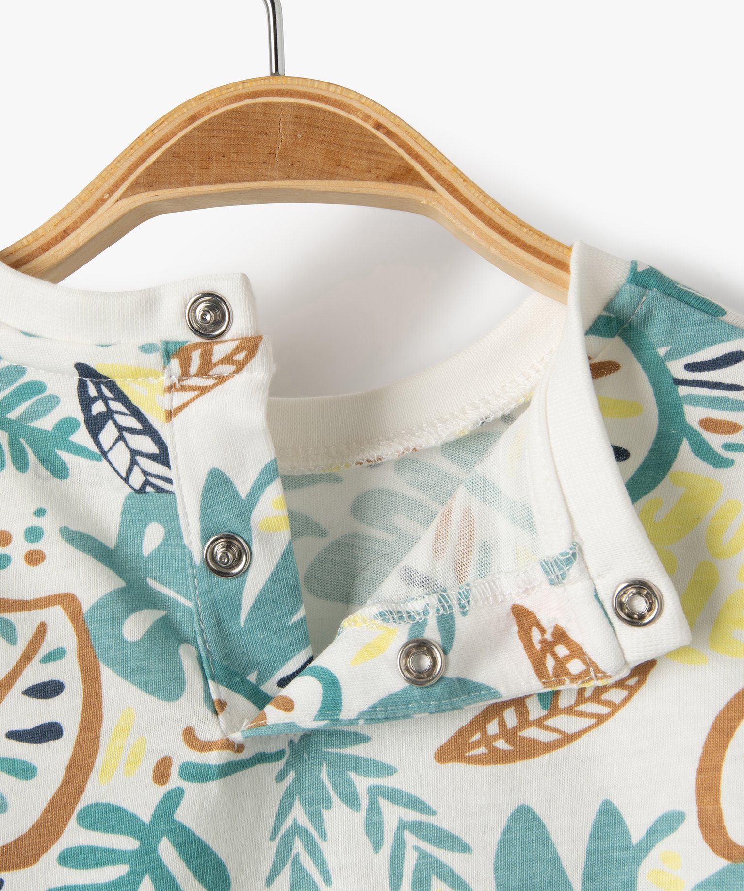 Tee-shirt bébé Garçon à manches courtes imprimé feuillages ecru | GEMO