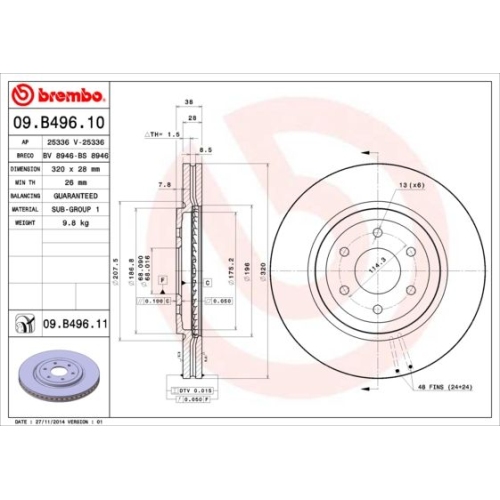 09.B496.11 BREMSSCHEIBE BREMBO VA  VP1 - ATU