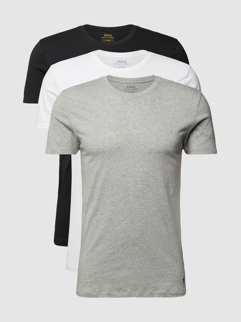 T-Shirt aus Baumwolle im 3er-Pack in silber meliert
