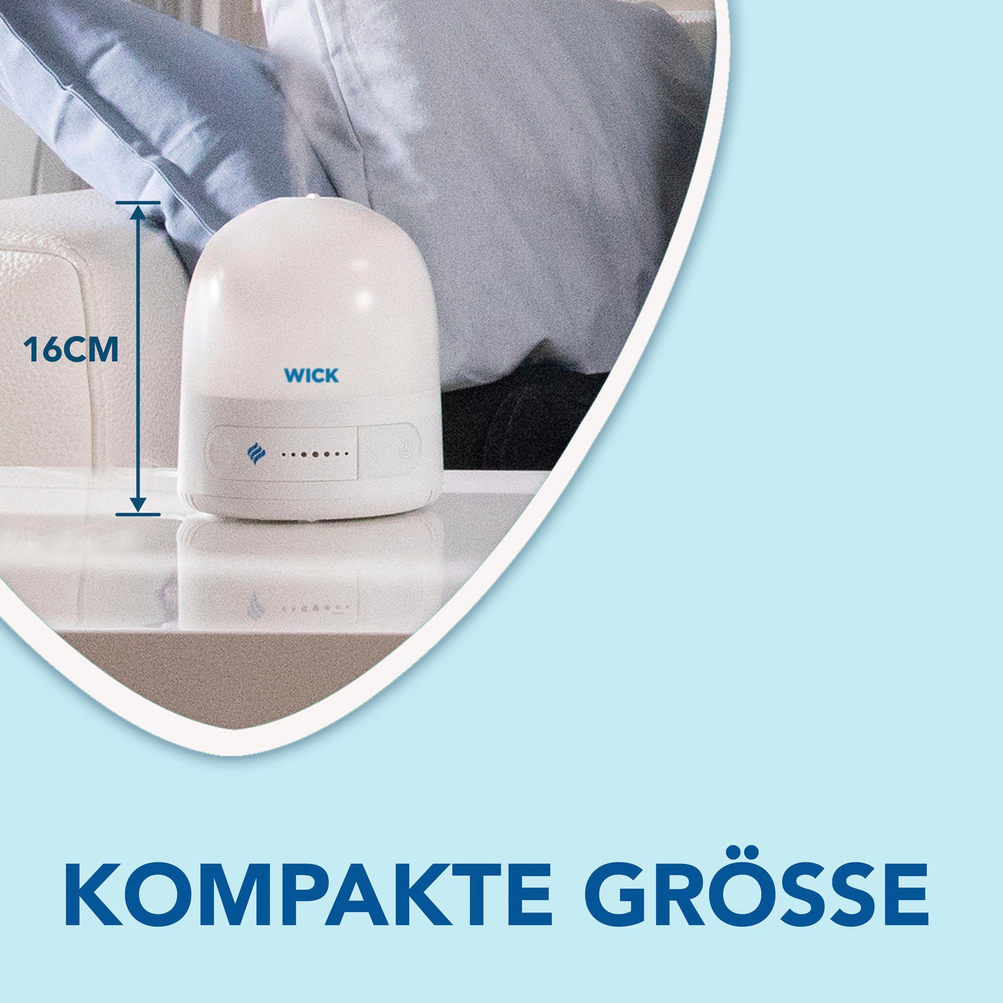 WICK Luftbefeuchter Persönlicher Kaltluft-Ultraschall-Luftbefeuchter - WUL510, 7 l Wassertank, UNSER KLEINSTER LUFTBEFEUCHTER: Kompakt, intuitiv, einfach zu bedienen