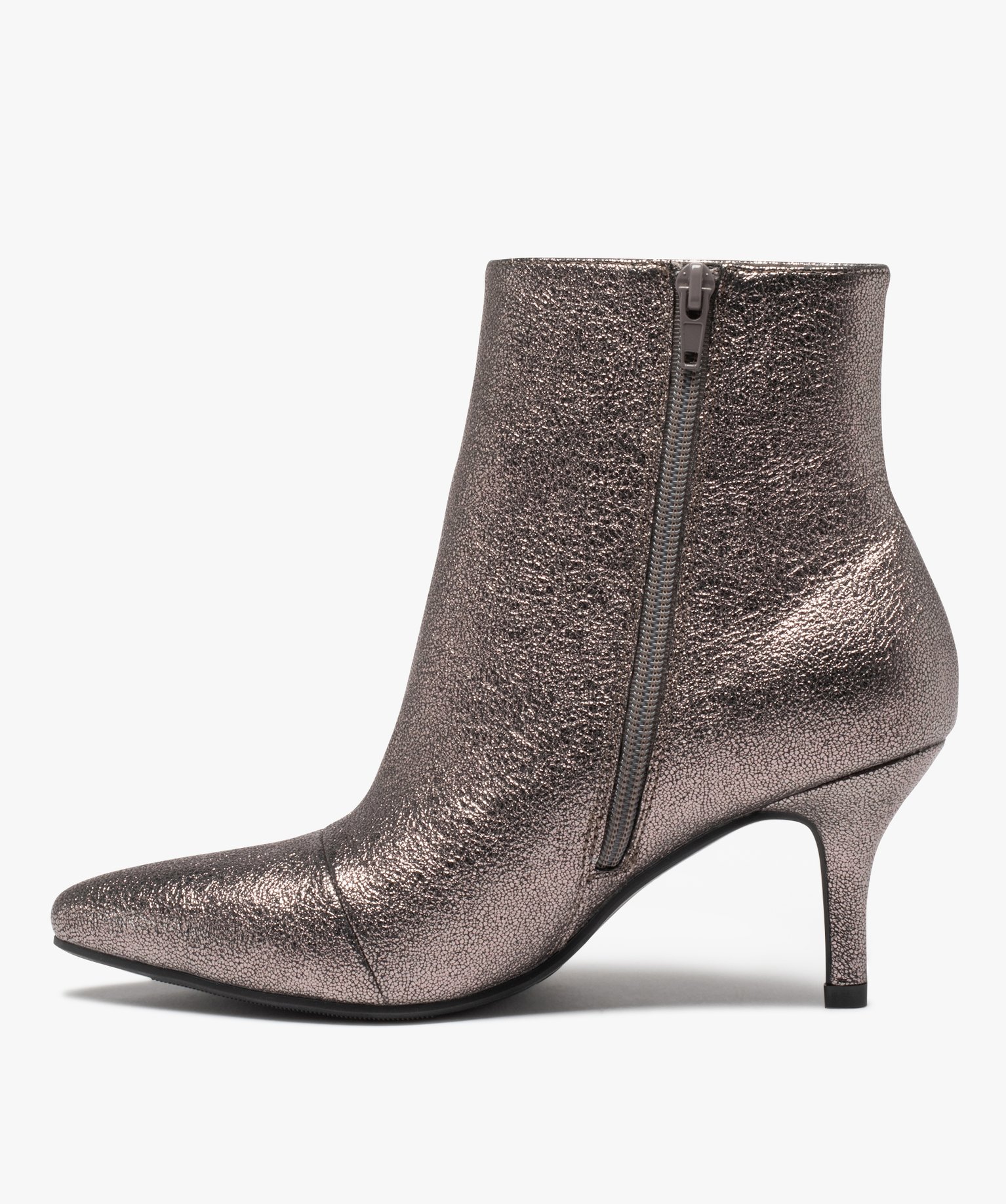 Boots femme à talon en matière métallisée metallise | GEMO