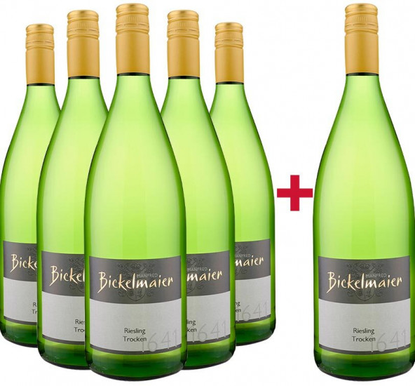 5+1 Paket Riesling trocken 1,0 L - Weingut Bickelmaier