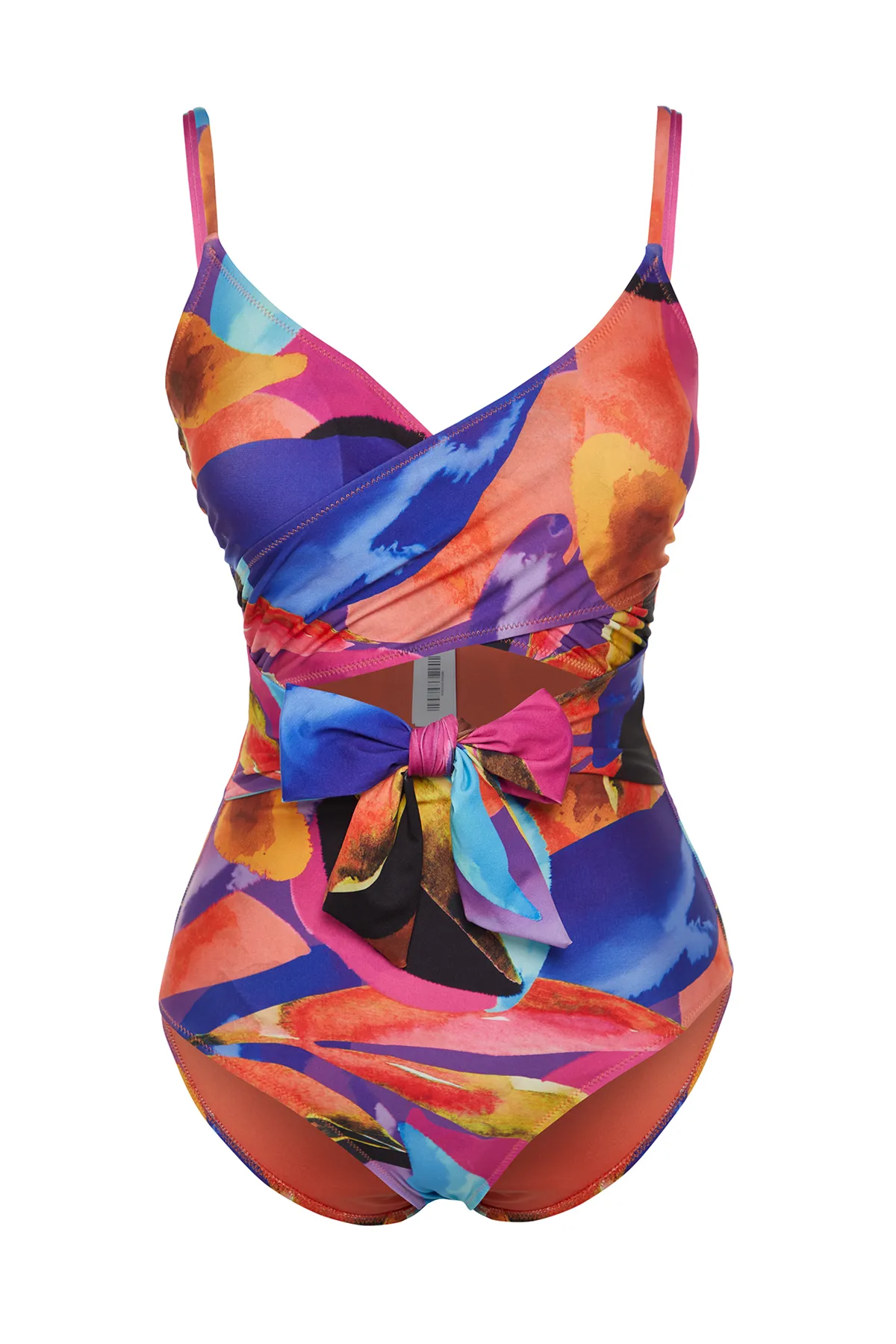 Trendyol Collection  Abstrakt gemusterter, zweireihiger, gebundener Hipster-Badeanzug TBESS21MA0040