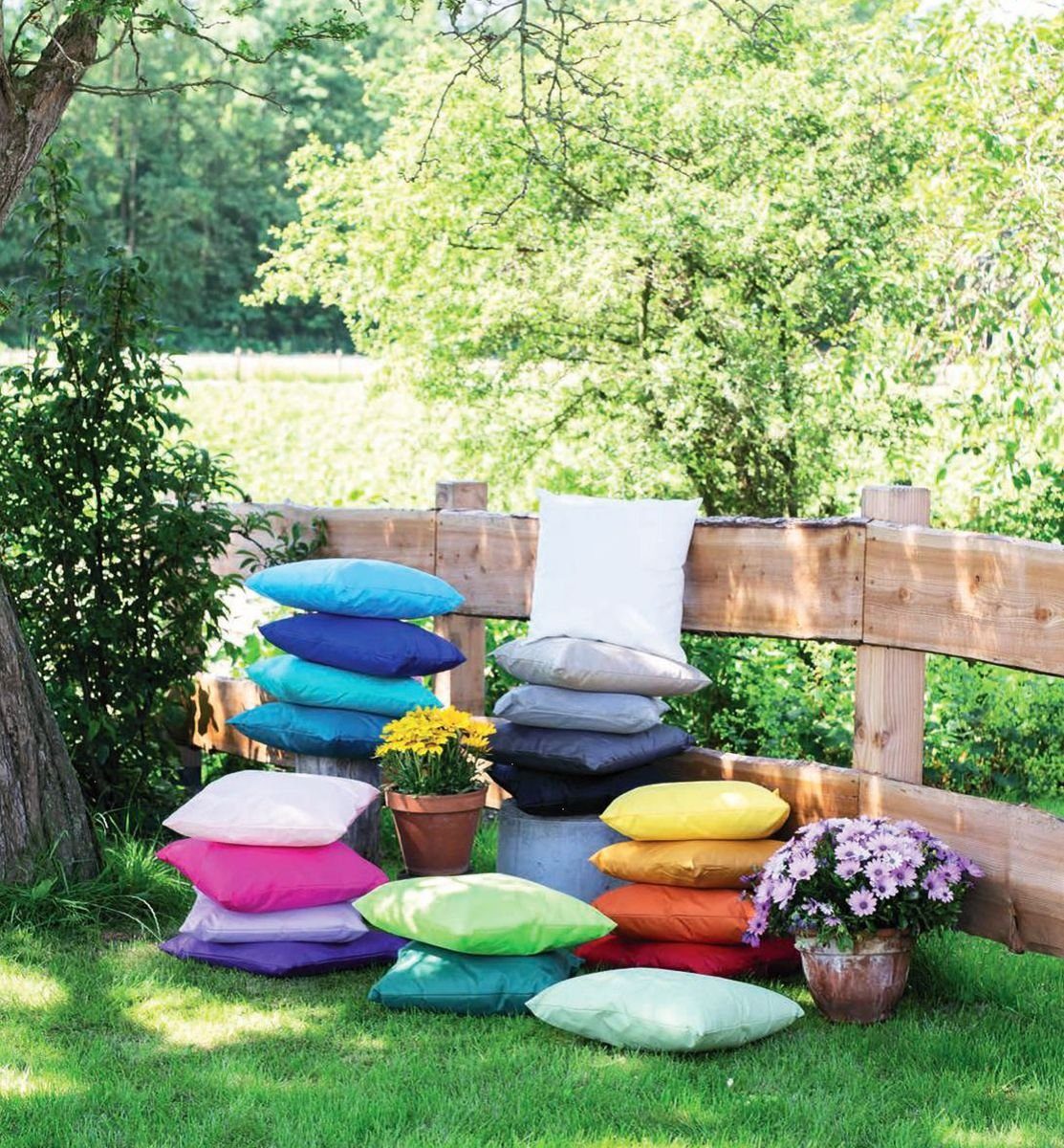 JACK Dekokissen 2x Outdoor Lounge Kissen 45x45cm Dekokissen Set mit Füllung Wasserfest, mit Lotus-Effekt, Robust, Strapazierfähig, für Innen & Außen geeignet