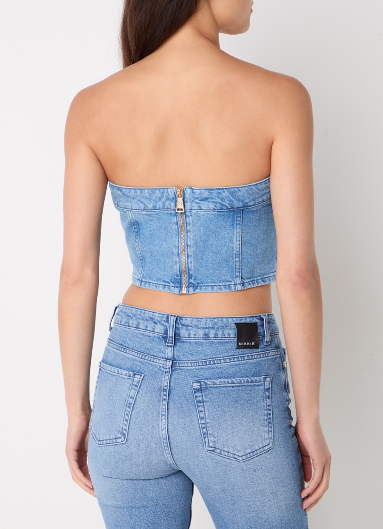 NIKKIE Delaware στράπλες τζιν crop top
