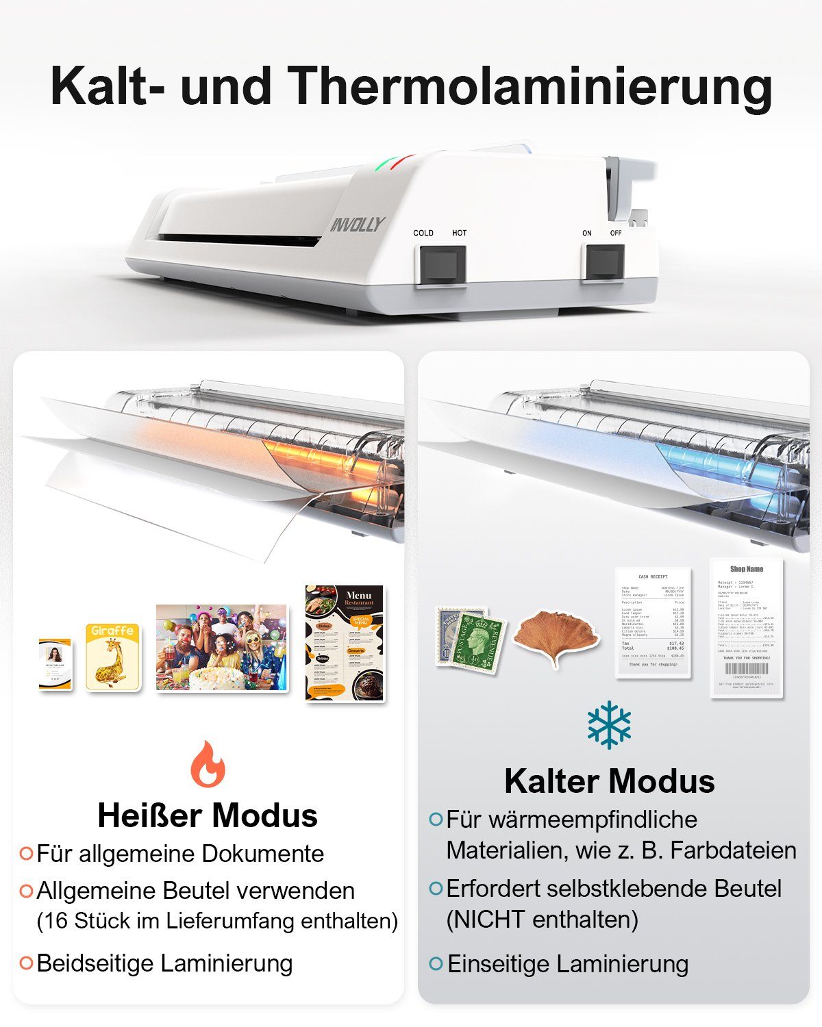ABOX Laminiergerät Involly OL381C, ABS Funktion, Schneidemaschine und Eckenrunder
