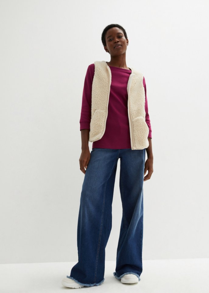 Stretch-Shirt mit U-Boot-Ausschnitt