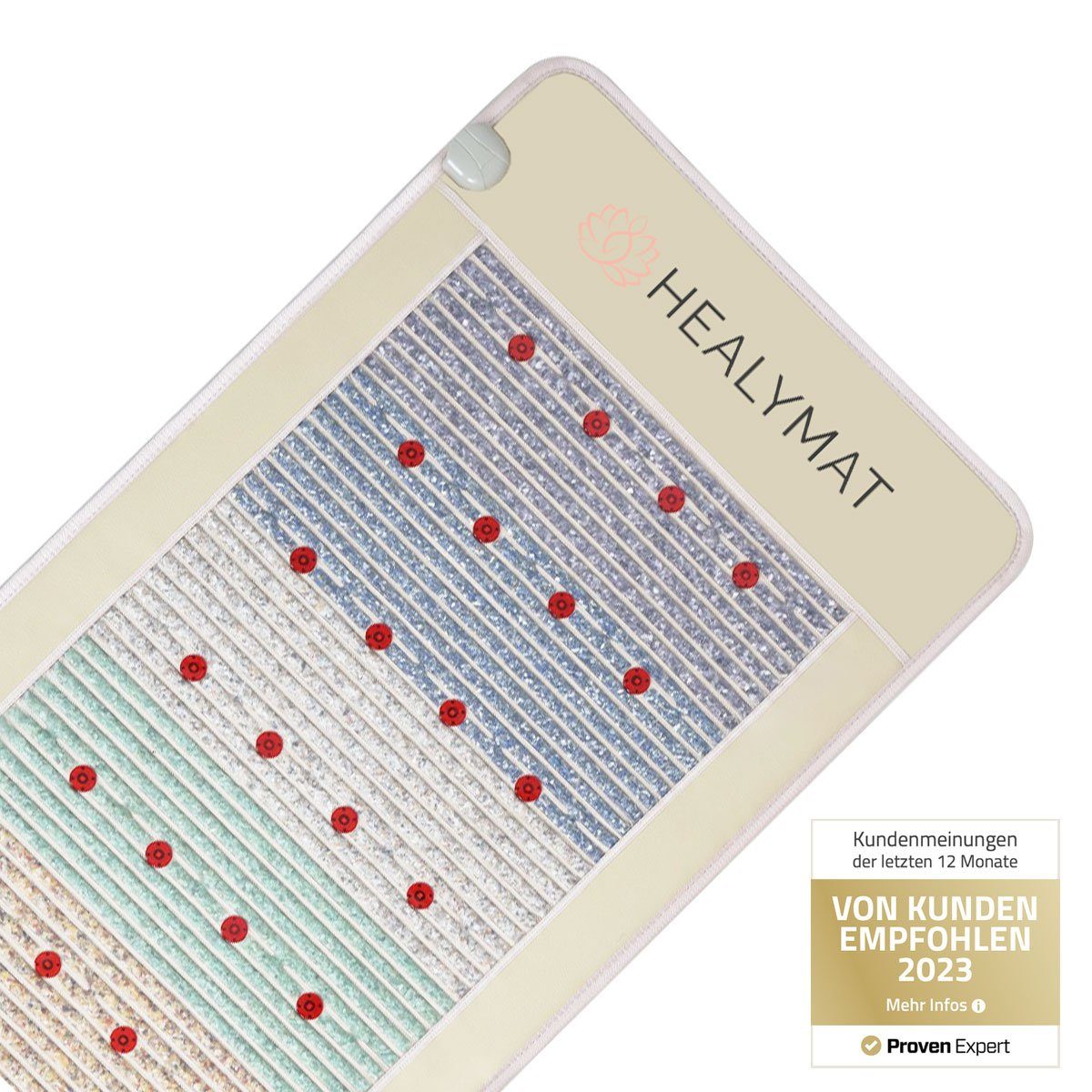 Healymat Yogamatte Kristallmatte Slim, Infrarotwärme, Magnetfeldtherapie, negative Ionen (Biophoton Lichttherapie, Negative Ionen, Chakra Heilsteine, optimiert Heilungsprozesse, fördert die Durchblutung), verbessert den Schlaf, entgiftet den Körper,
