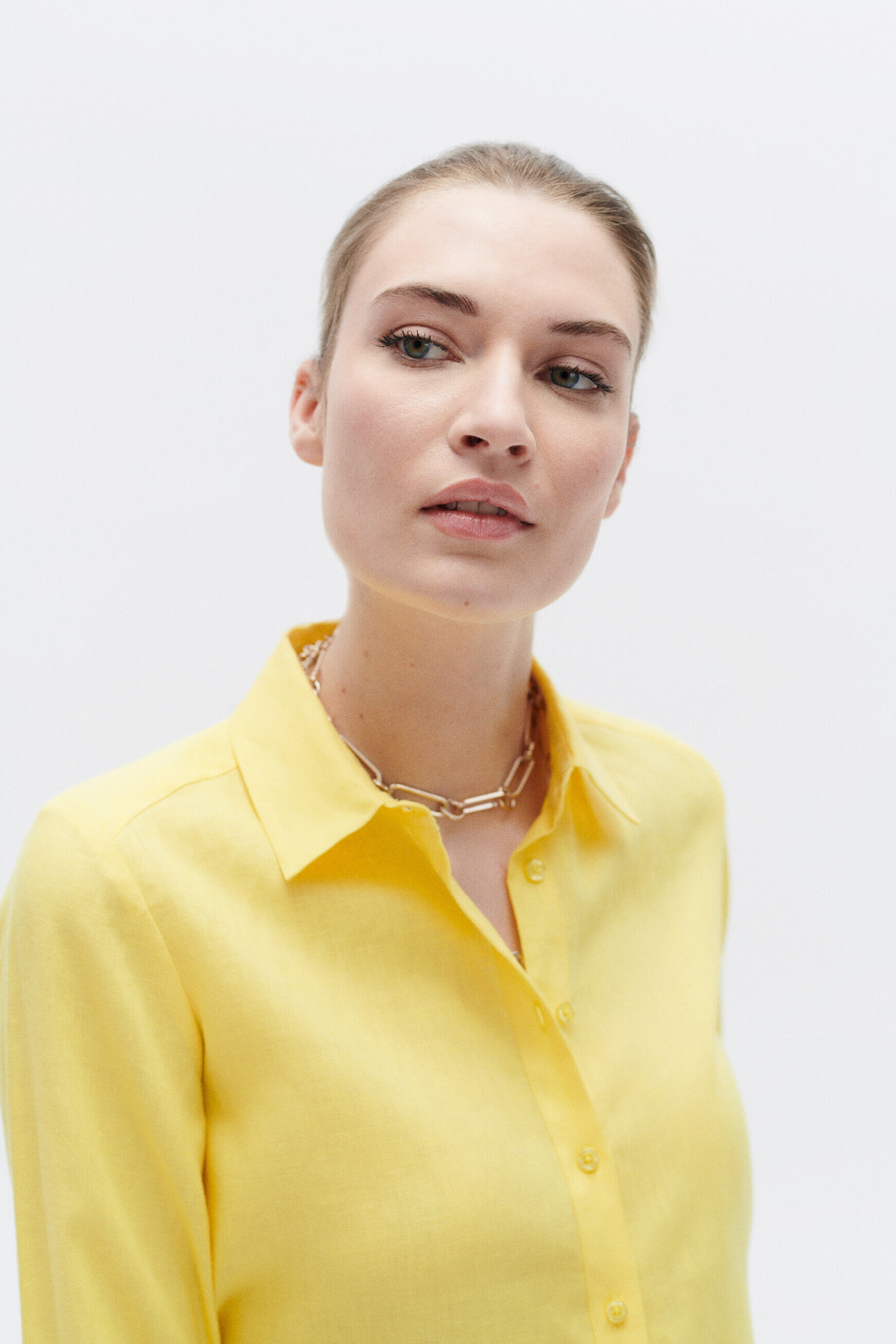 chemise brenda 100% lin jaune femme