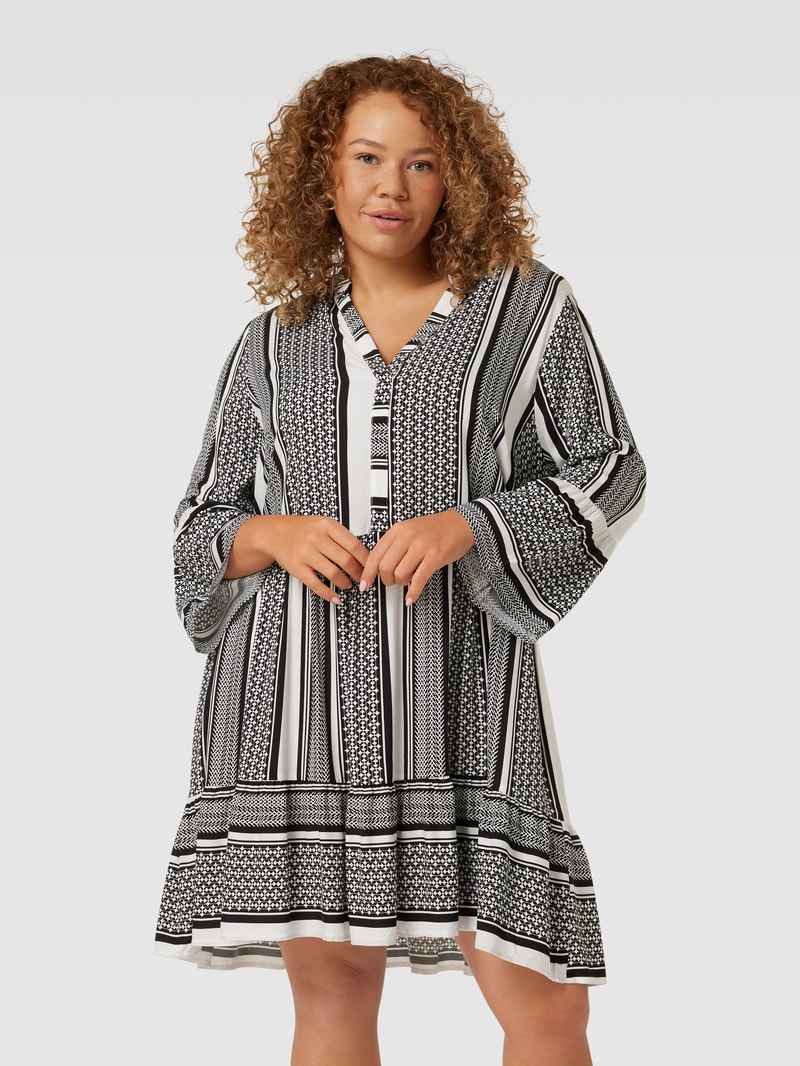 PLUS SIZE Tunikakleid mit Allover-Muster Modell 'MARRAKESH' in schwarz