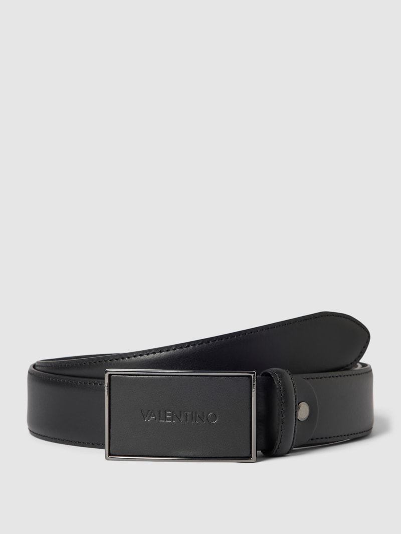 Gürtel aus Leder mit Label-Detail Modell 'Plaque' in schwarz