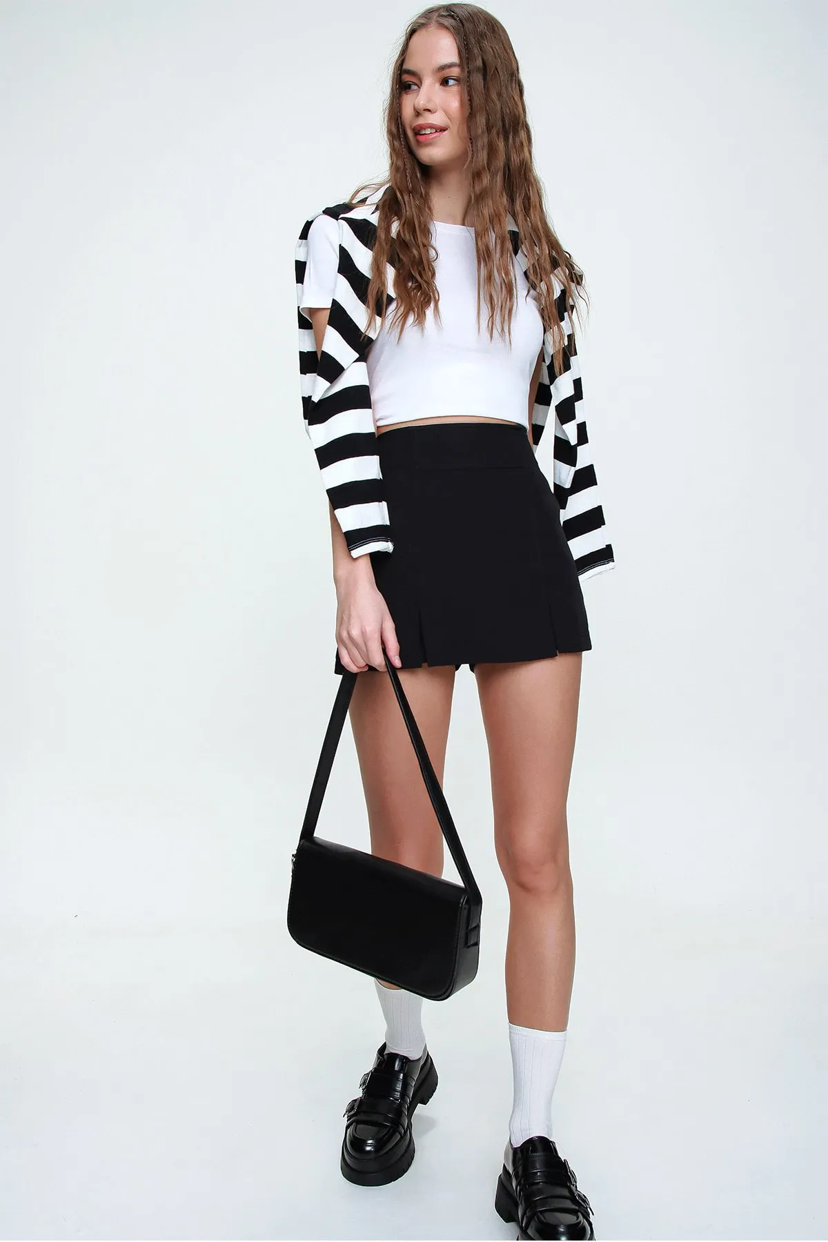 Trend Alaçatı Stili  Rock - Schwarz - Mini
