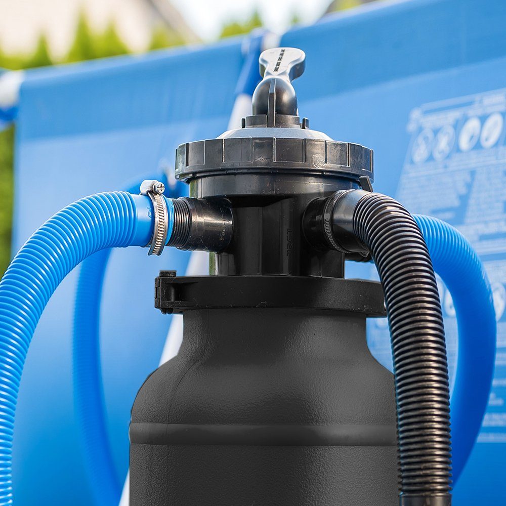 OK-Living Sandfilteranlage Sandfilter Poolpumpe Poolfilter 7m³ mit Vorfilter 7000 l/h (Set)
