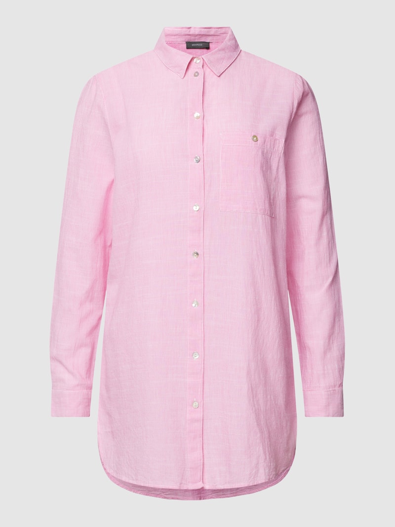 Longbluse mit Kentkragen in pink