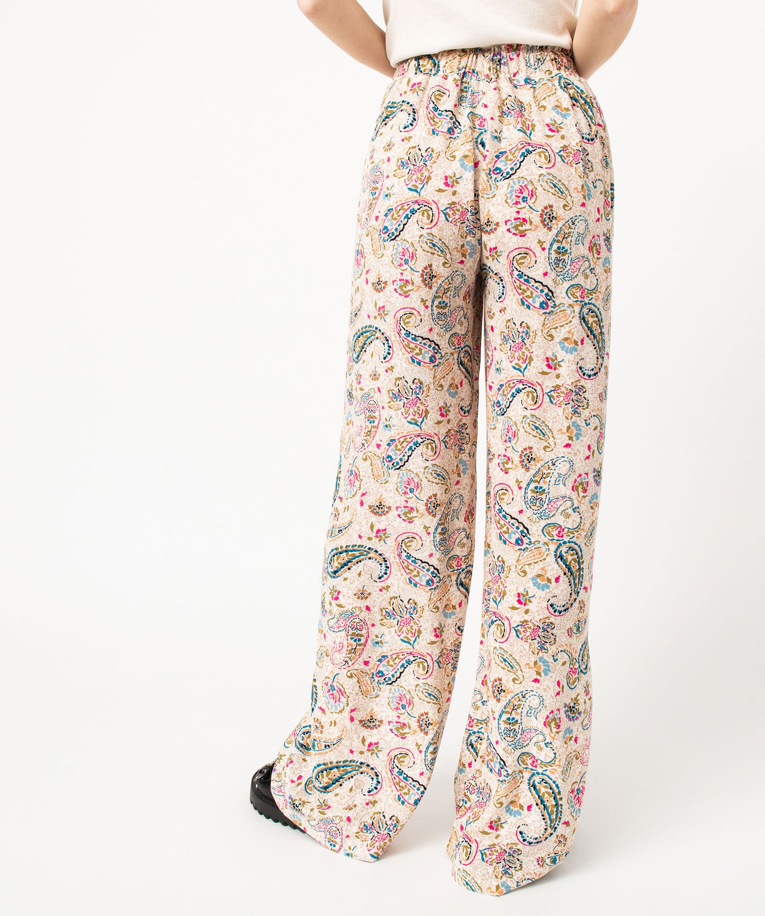 Pantalon imprimé en maille fluide aspect crêpe femme imprime | GEMO