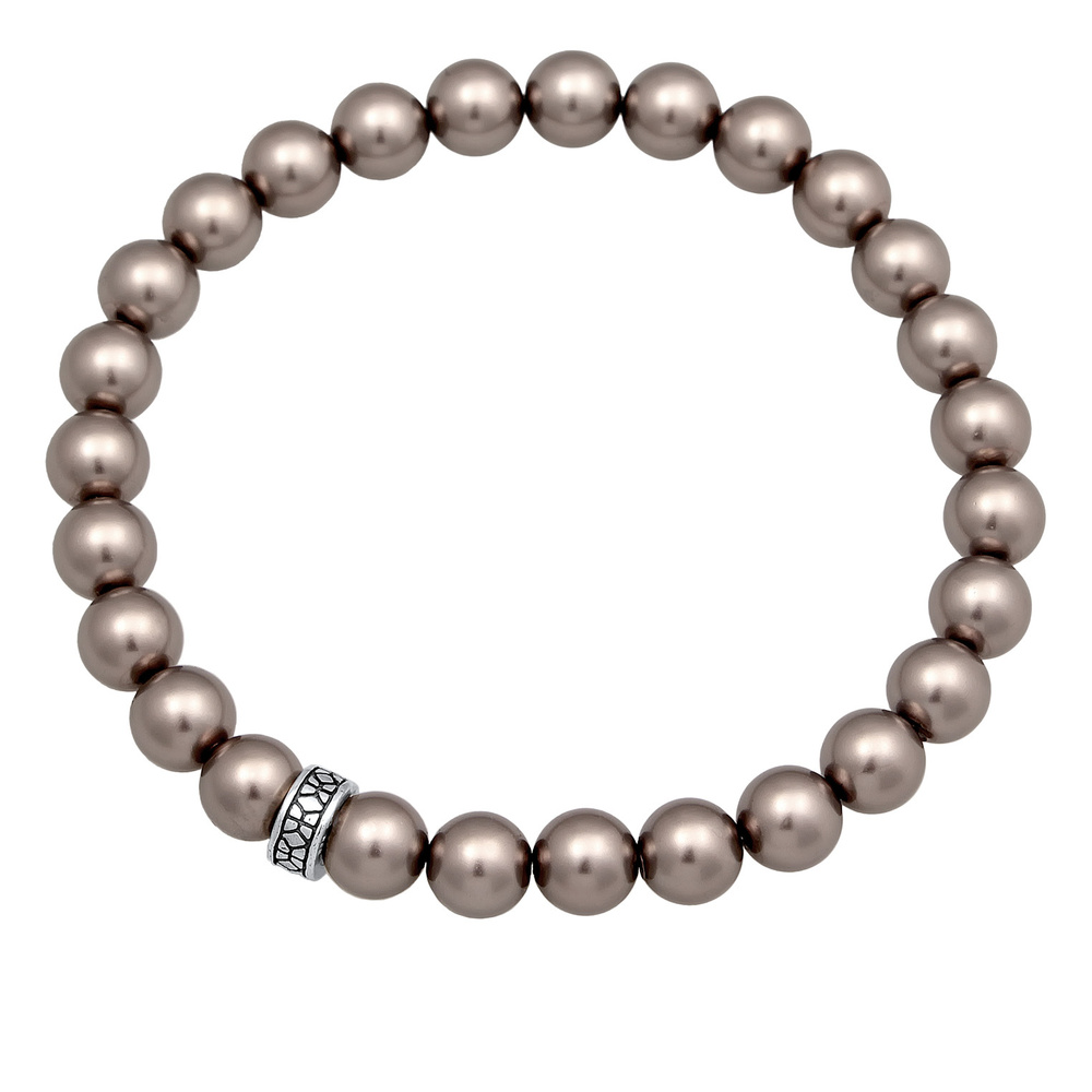 KUZZOI KUZZOI Bracelet Hommes perles de verre gris perles élégantes en argent sterling 9 Bracelet