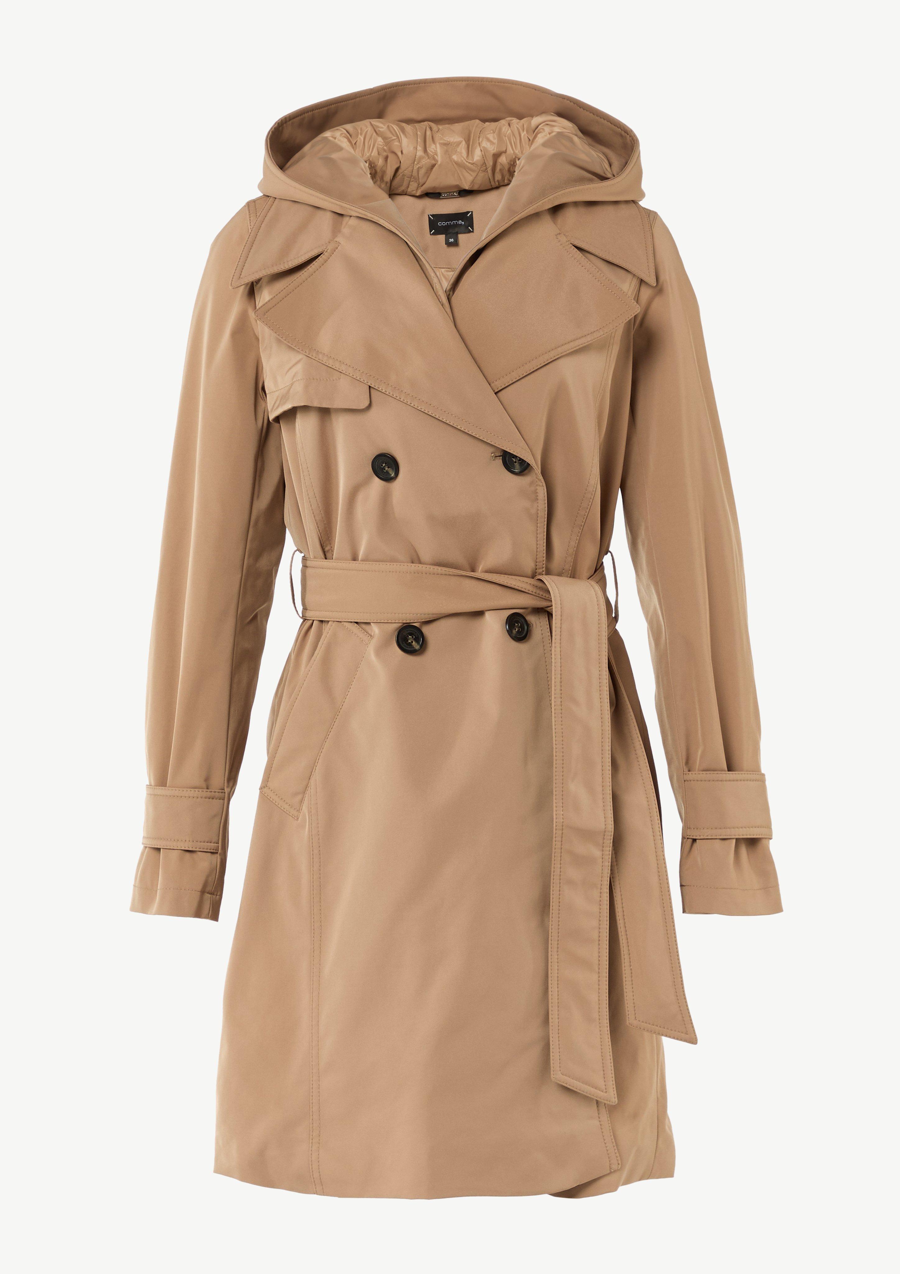 Doppelreihiger Trenchcoat mit gestepptem Innenfutter - sandstein