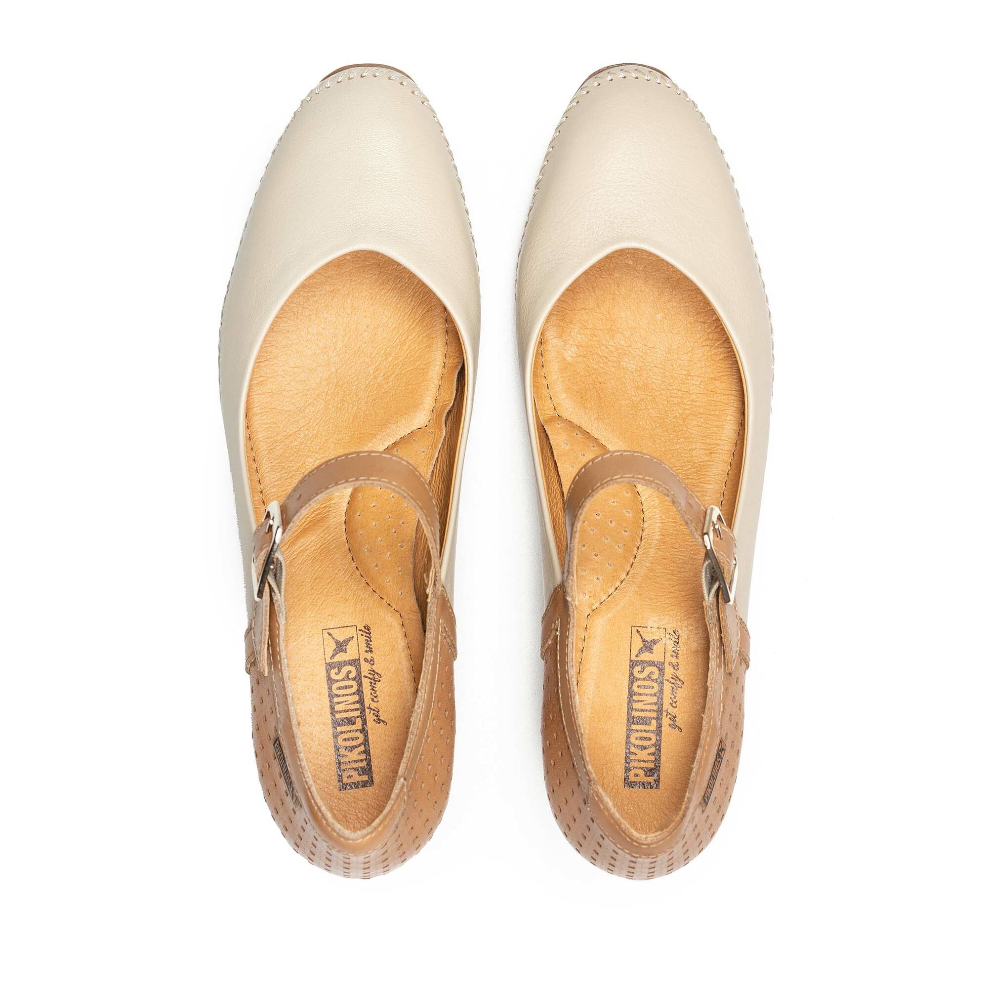 Buty damskie z boczną klamrą - KOŚĆ SŁONIOWA