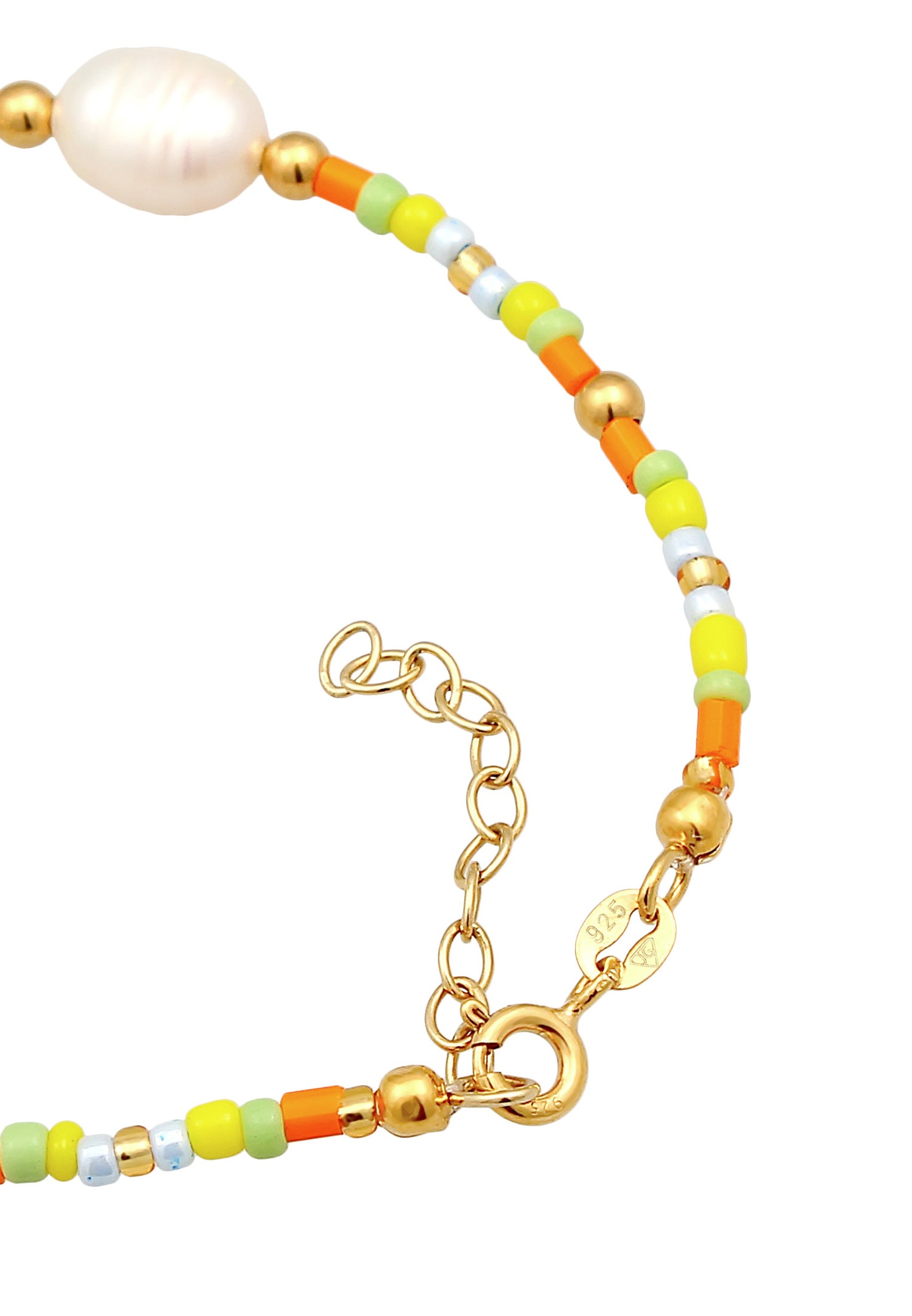 Elli Pastel Glass Beads for Women with Freshwater Cultured Pearls in Gold-Plated 925 Sterling Silver