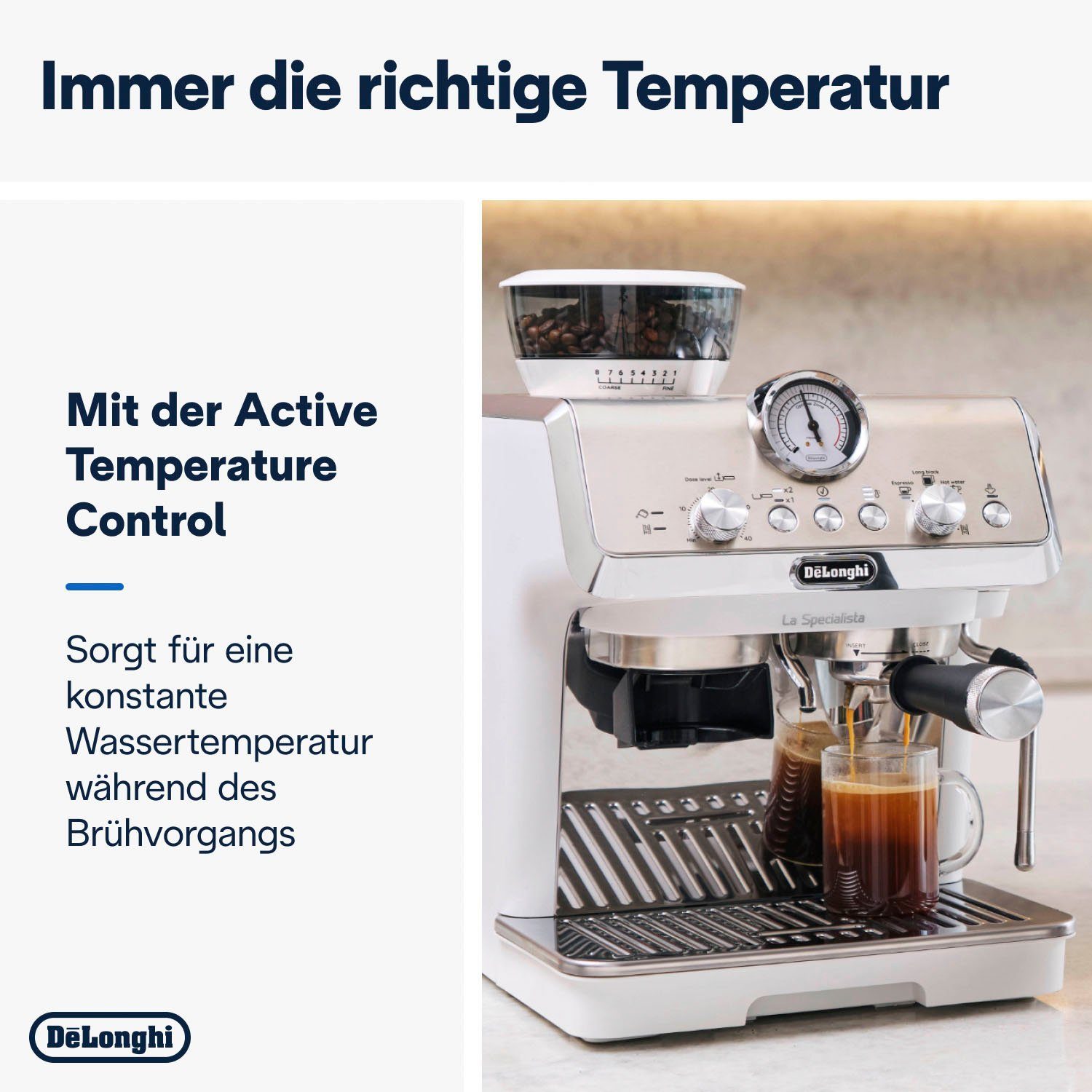 De'Longhi Siebträgermaschine LaSpecialista Arte EC9155.W, weiß, mit MyLatte Art System