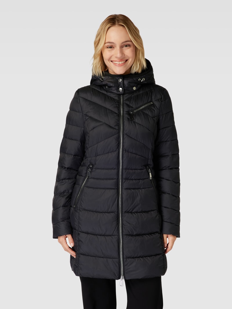 Steppmantel mit Kapuze in schwarz