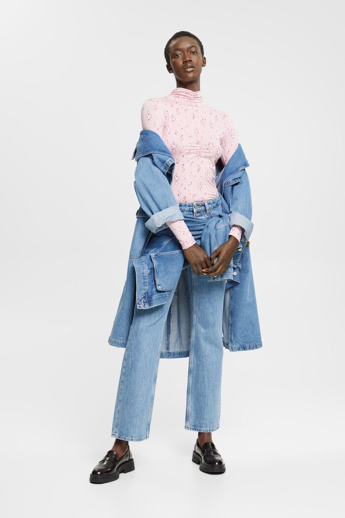 Gemustertes Longsleeve mit gerafften Details