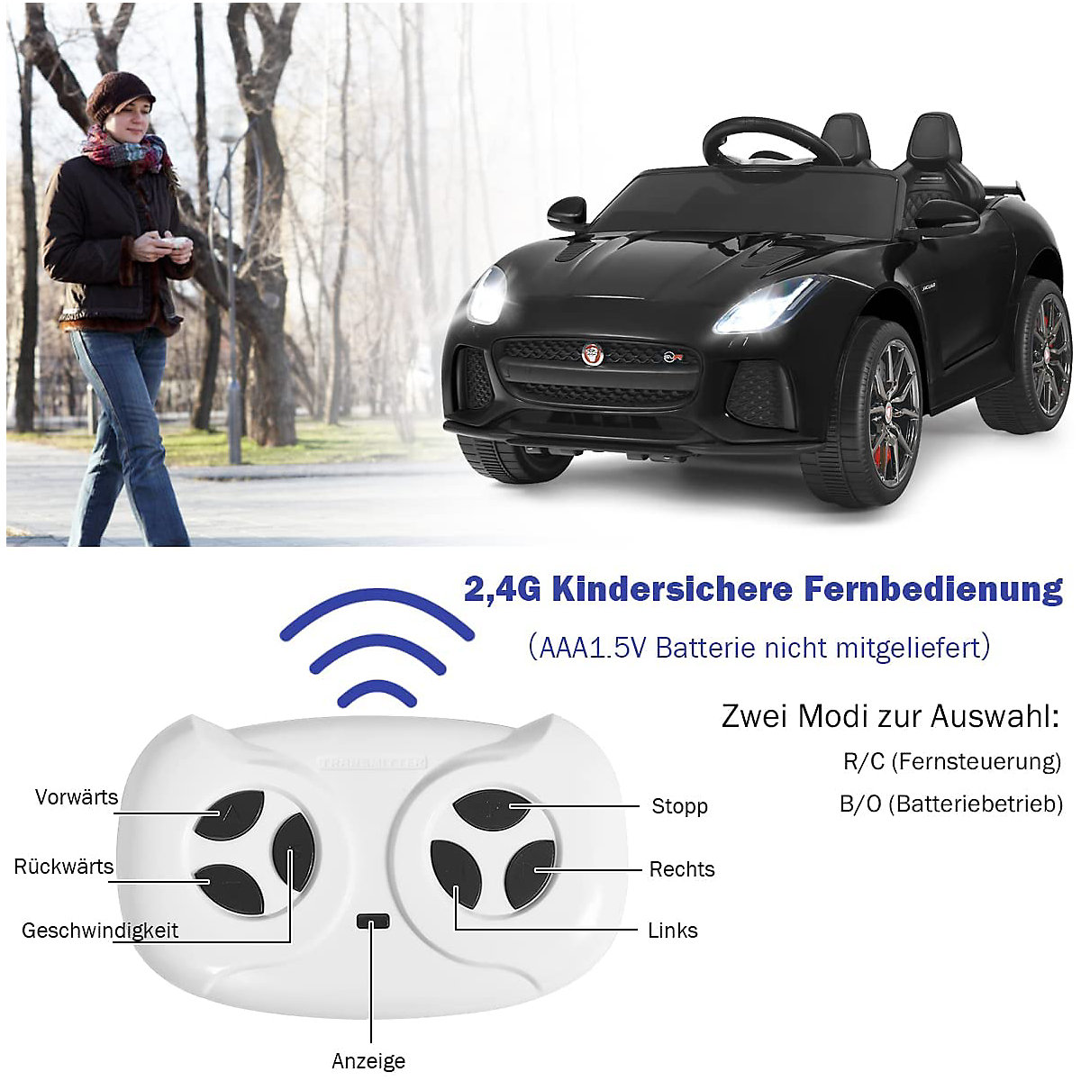 Elektroauto Jaguar mit Fernbedienung & Musik