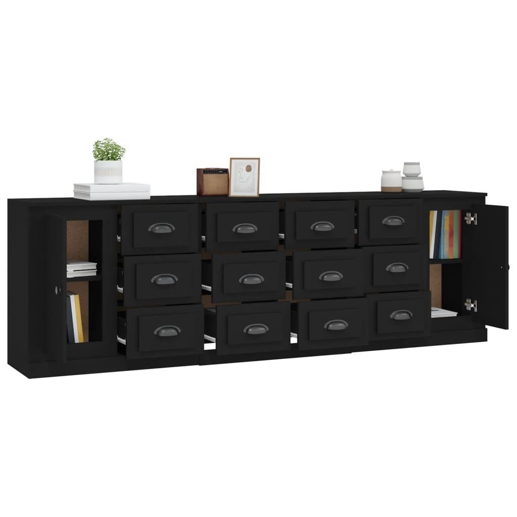 vidaXL Sideboard Sideboards 3 Stk. Schwarz Holzwerkstoff (3 St)