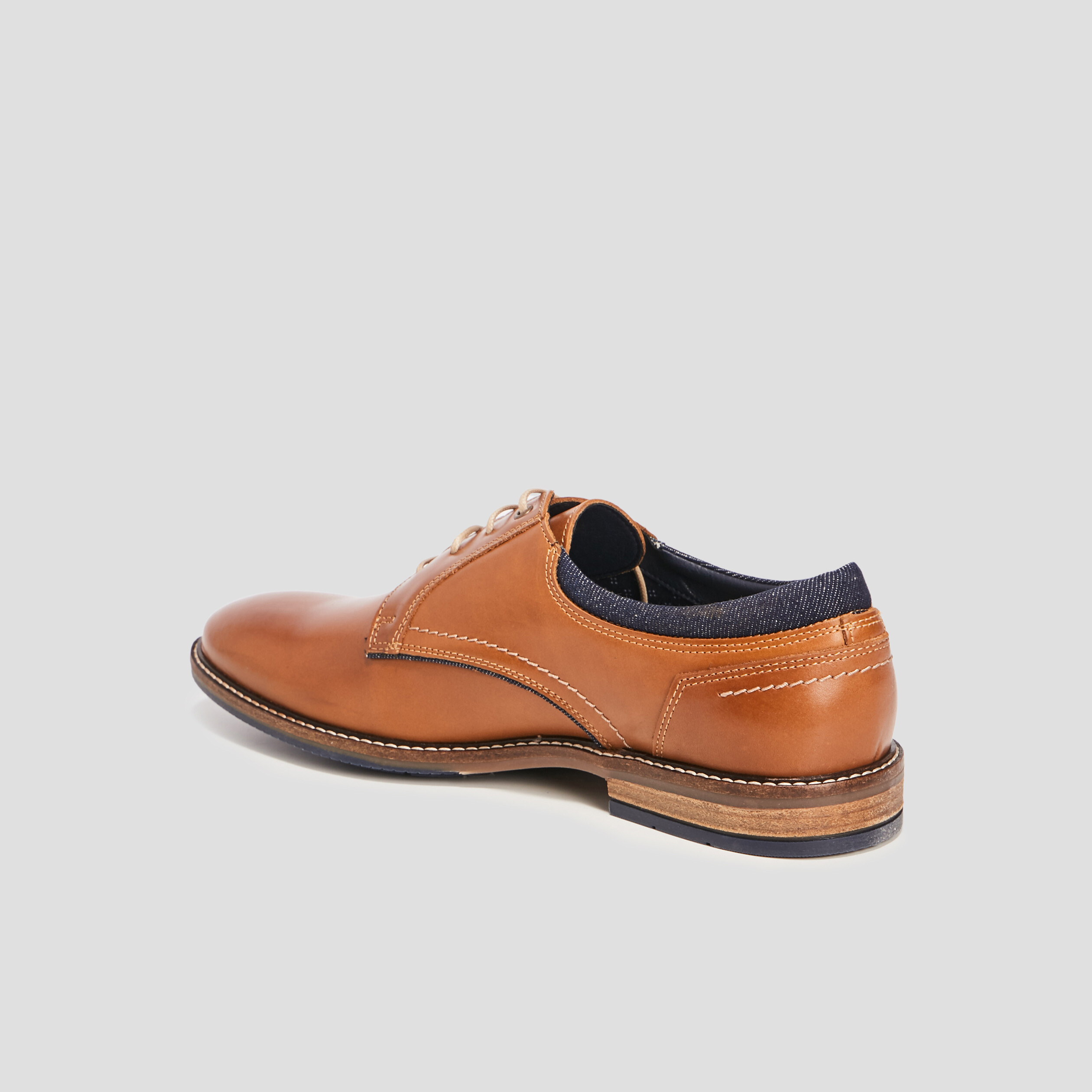 Derbies à lacets en cuir marron homme | La Halle