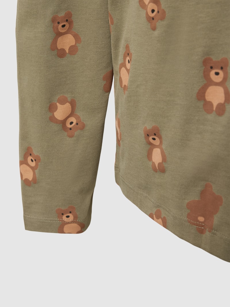 Pyjama-Oberteil mit Allover-Print in khaki
